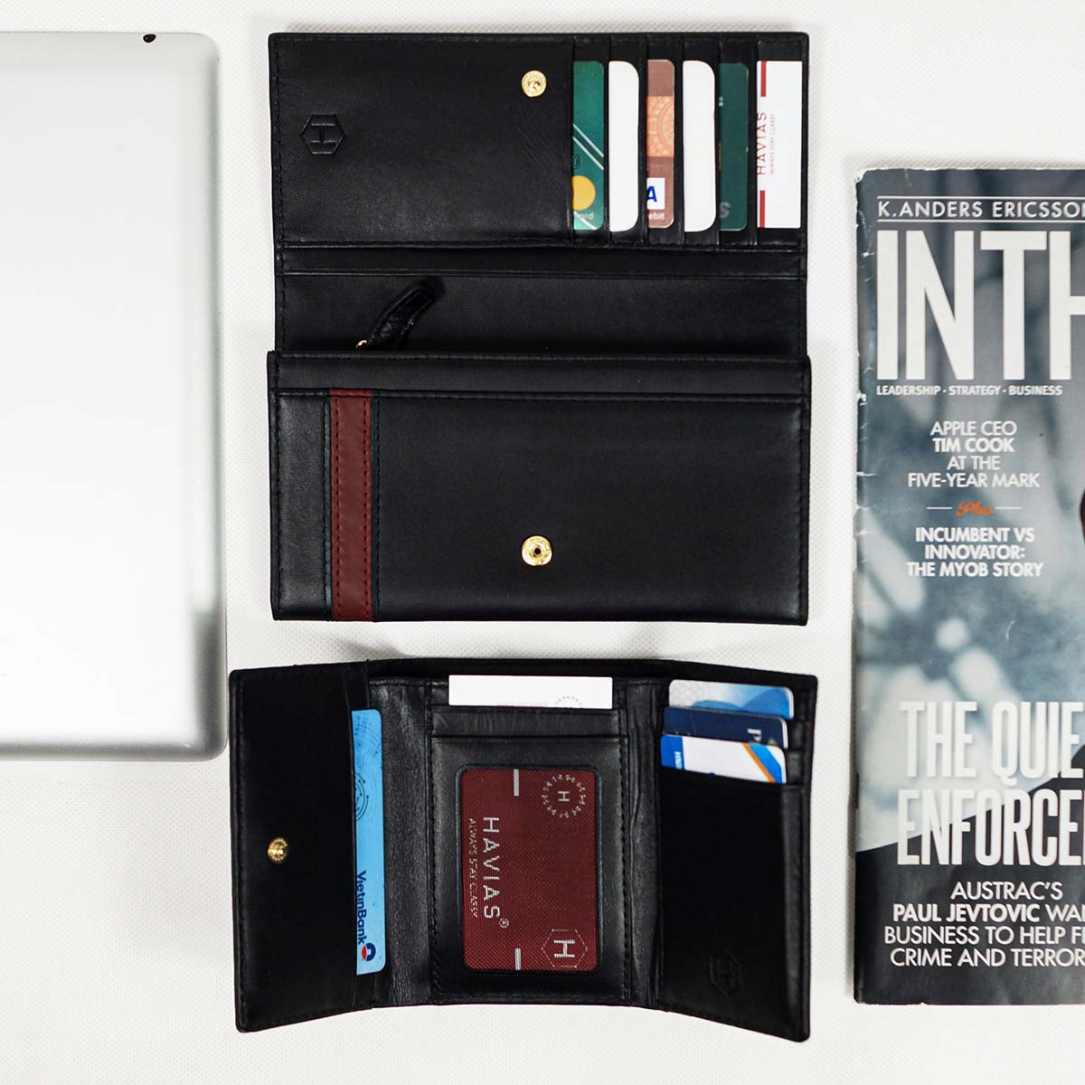 Couple Ví Heyday2 & Heart3 Handcrafted Wallet Black ví cặp da thật may thủ công nam nữ màu đen