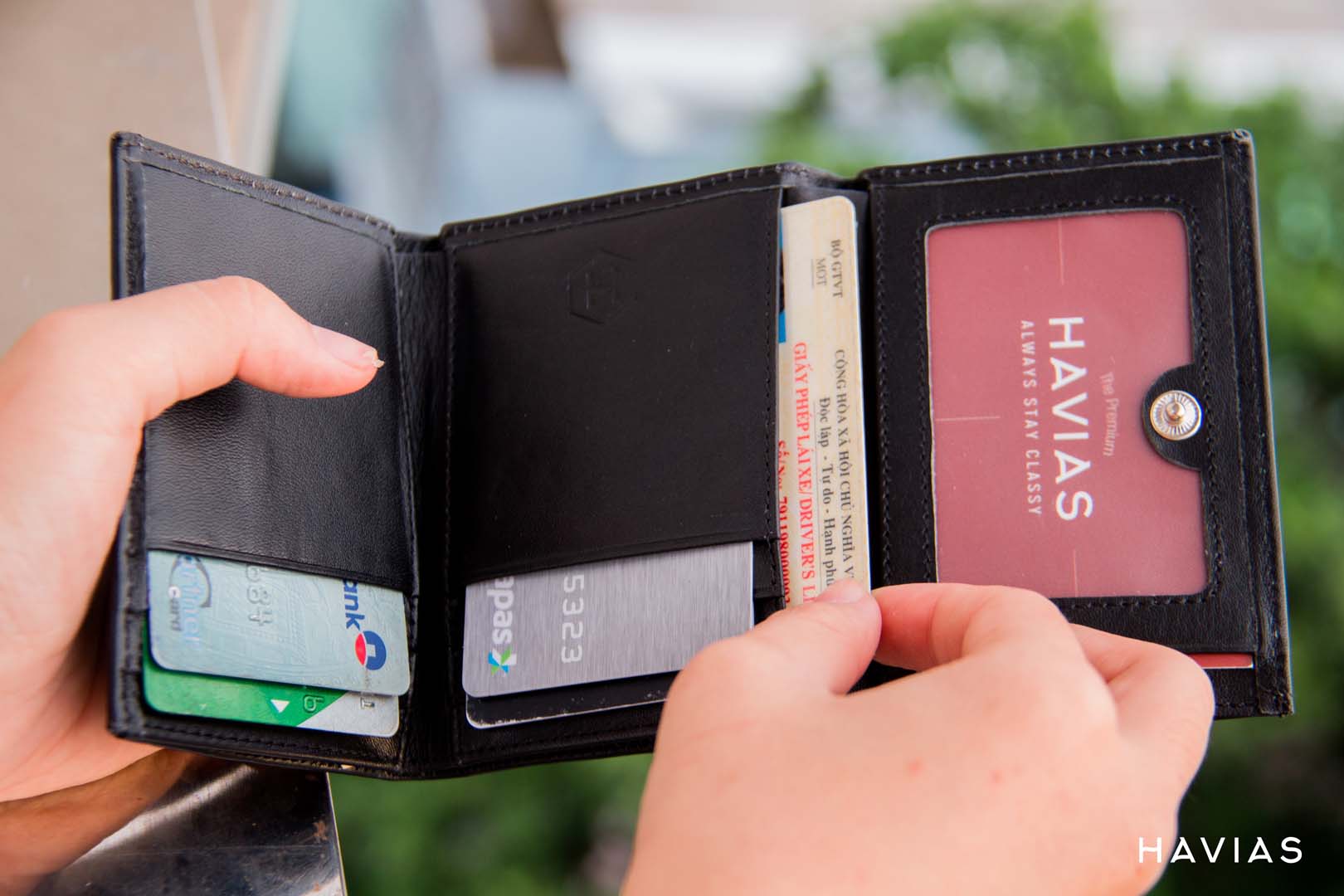 Ví da thật Mini Note Wallet Havias