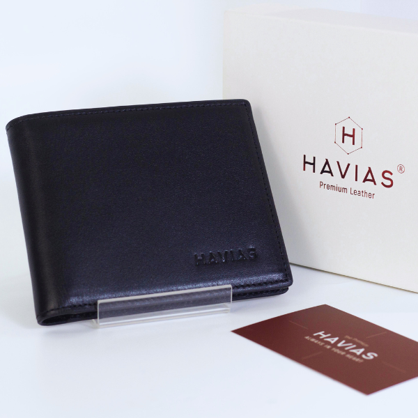 Ví da bò cho nam HAVIAS thiết kế tối giản, da thật cao cấp