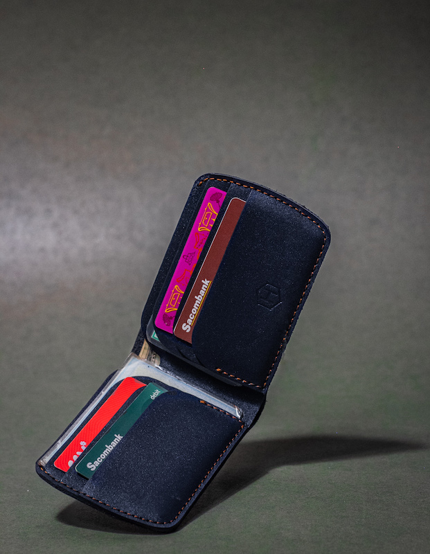 Bóp ví da thật nam nữ HAVIAS Ví da Dart Handcrafted Wallet Xanh navy