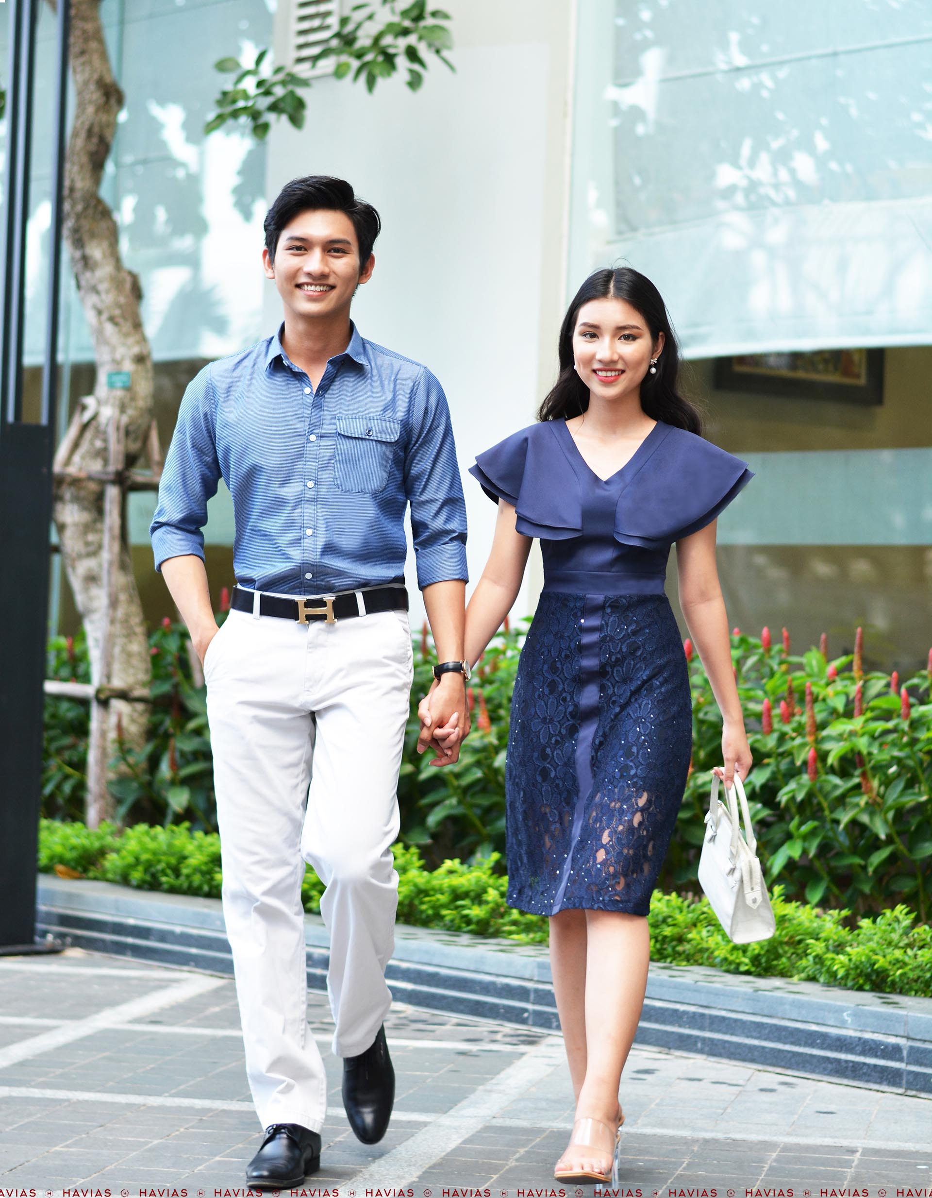 Đồ đôi Couple Classy Pocket Shirt & Twinkle Navy Dress