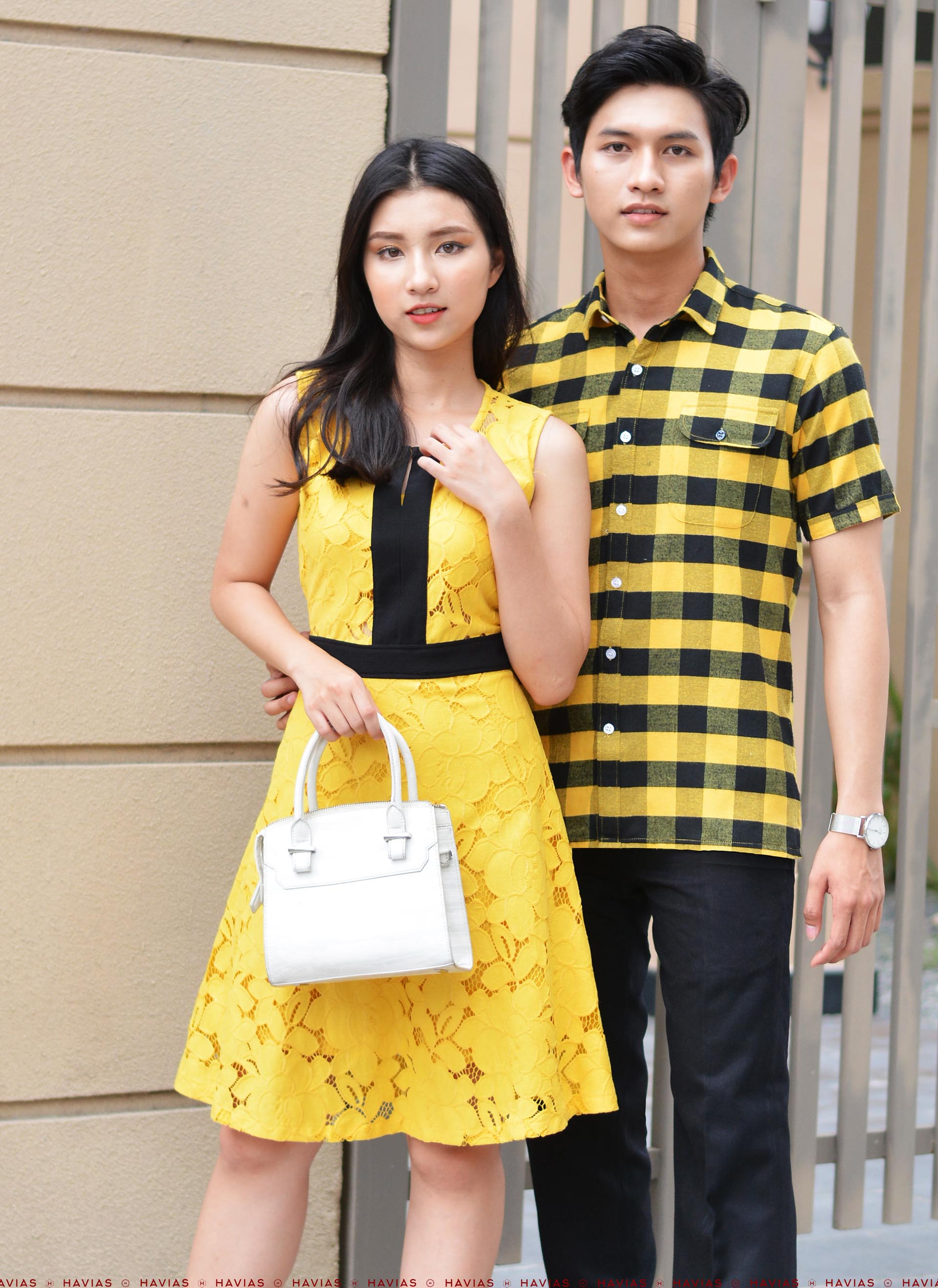 Đồi đôi Couple 2 Pocket Shirt &  Flowering Sleeveless Dress