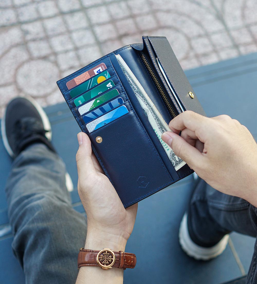 Ví Dài nam nữ  The Heyday2 Mini Long Wallet may thủ công màu xanh navy