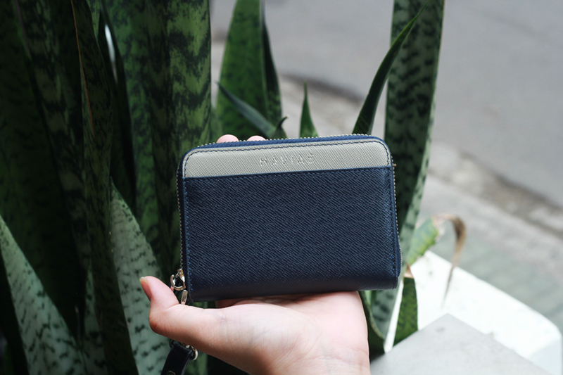 Bóp ví da thật nam nữ Ví da Saffiano Mini Versa HAVIAS Wallet Màu Xanh Navy