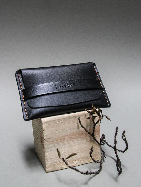 Ví da cardholder da thật Smile Havias màu đen