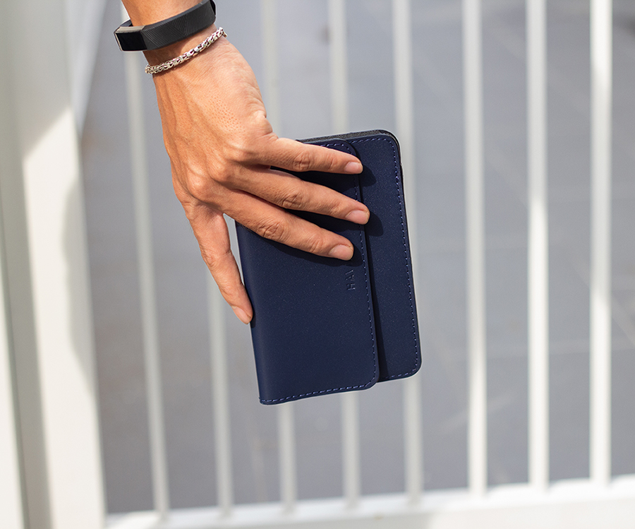 ví da bò cao cấp the momo2 havias màu xanh dương