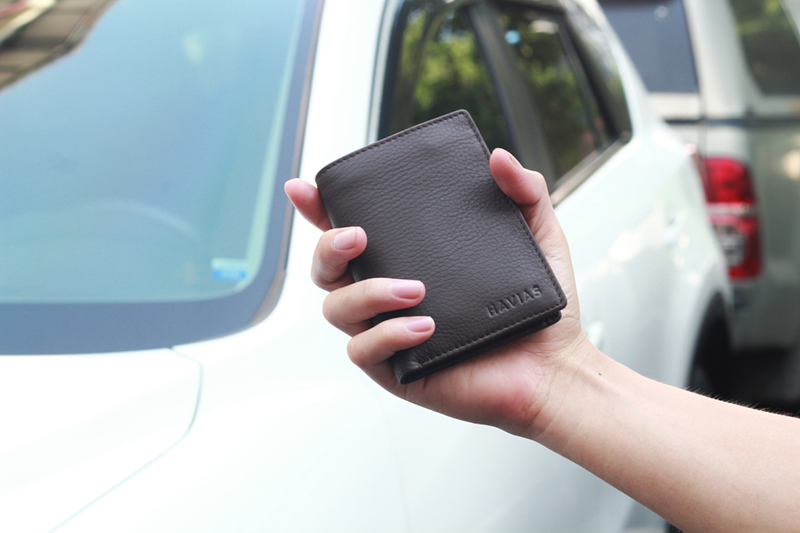 Bóp ví da thật nam nữ HAVIAS Ví đứng Da bò thật Gerzip Wallet Màu nâu