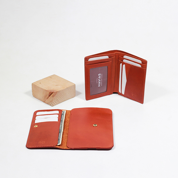 Bóp ví da thật nam nữ HAVIAS Couple Ví The Momo & Verzip Wallet Red Brown