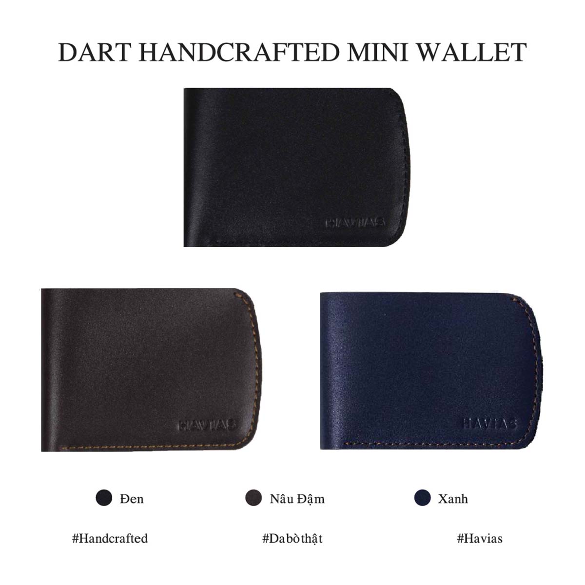 Bóp ví da thật nam nữ HAVIAS Ví da Dart Handcrafted Wallet 