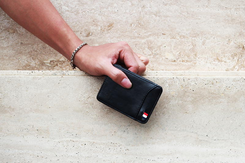 Bóp ví da thật nam nữ Mini Transform Da bò Mill Màu Đen