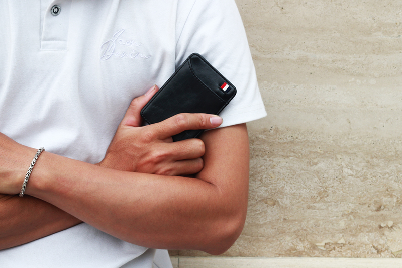 Bóp ví da thật nam nữ Mini Transform Da bò Mill Màu Đen