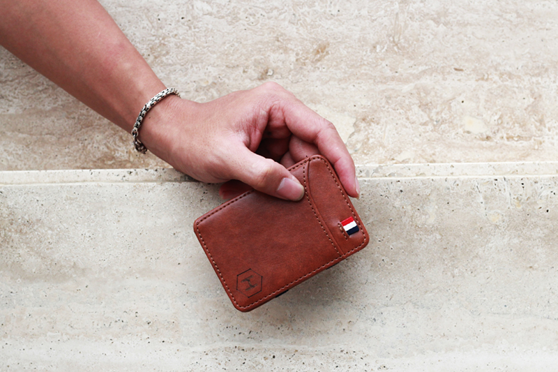 Bóp ví da thật nam nữ Mini Transform Da bò Mill Màu Nâu