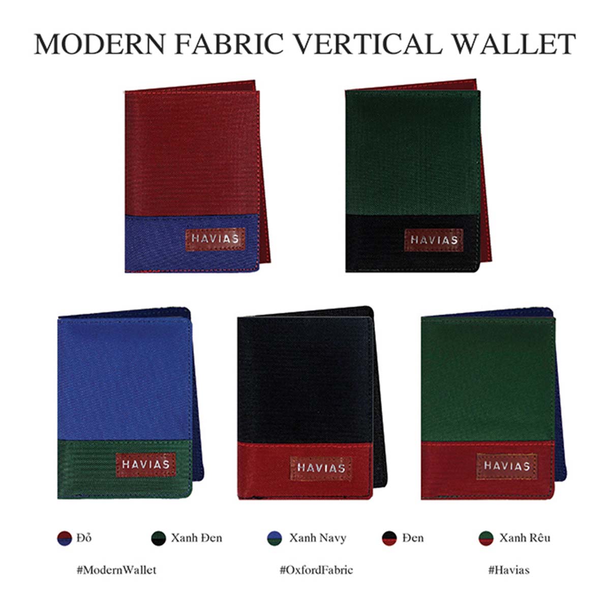 Bóp ví da thật nam nữ HAVIAS Ví vải Modern Fabric Vertical Wallet 
