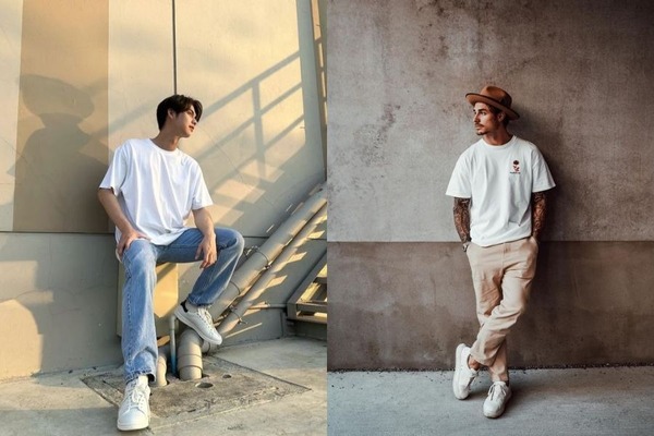 Phối Stan Smith với áo phông đơn giản, phong cách
