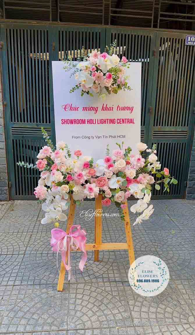 Bảng hoa tươi chúc mừng sự kiện màu hồng tinh tế, thanh lịch | Bảng hoa/ Khung tranh hoa giá vẽ chúc mừng sự kiện đẹp ở Hà Nội