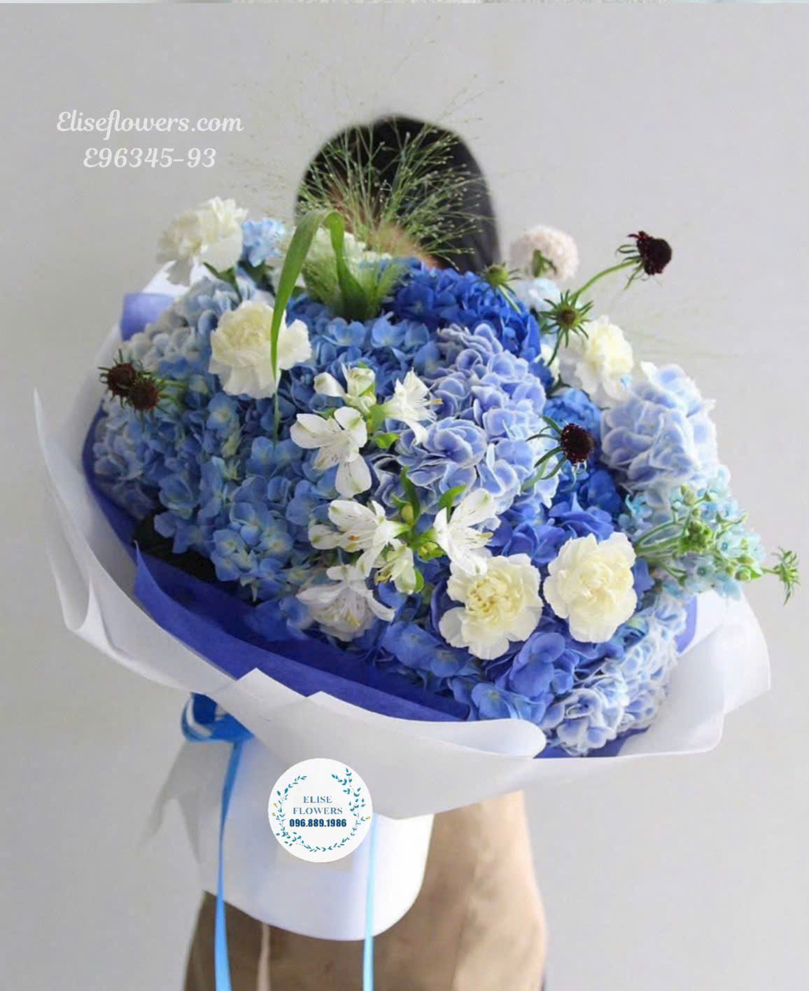 Bó cẩm tú cầu. Hoa cẩm tú cầu đep xanh dương tặng Sếp. Điện hoa Hà Nội Eliseflowers
