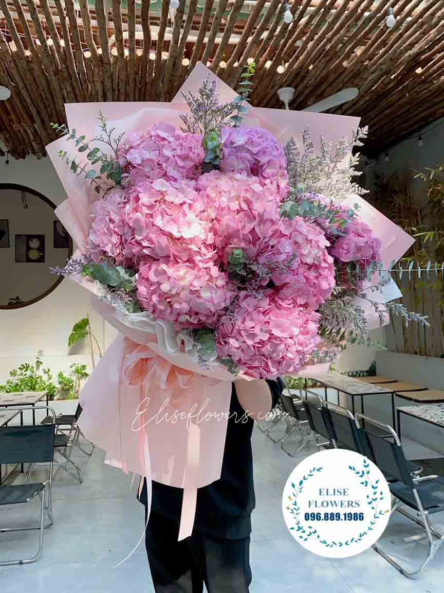 Bó cẩm tú cầu hồng chúc mừng sinh nhật | Bó hoa cẩm tú cầu đẹp tại Hà Nội | Bó hoa cẩm tú cầu ở Hà Nội