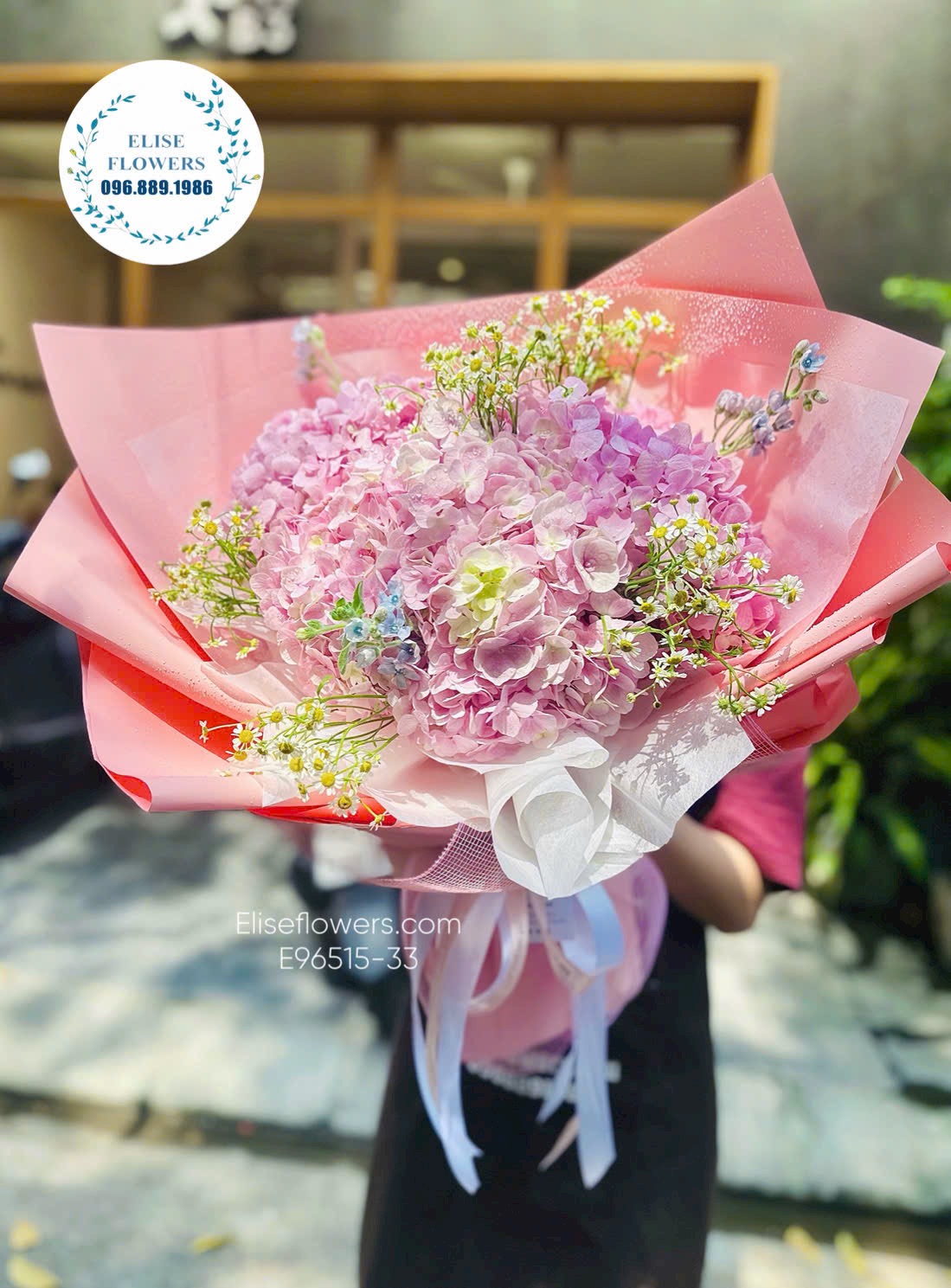 Bó cẩm tú cầu hồng tặng mẹ. Hoa tặng mẹ đẹp, ý nghĩa. Eliseflowers