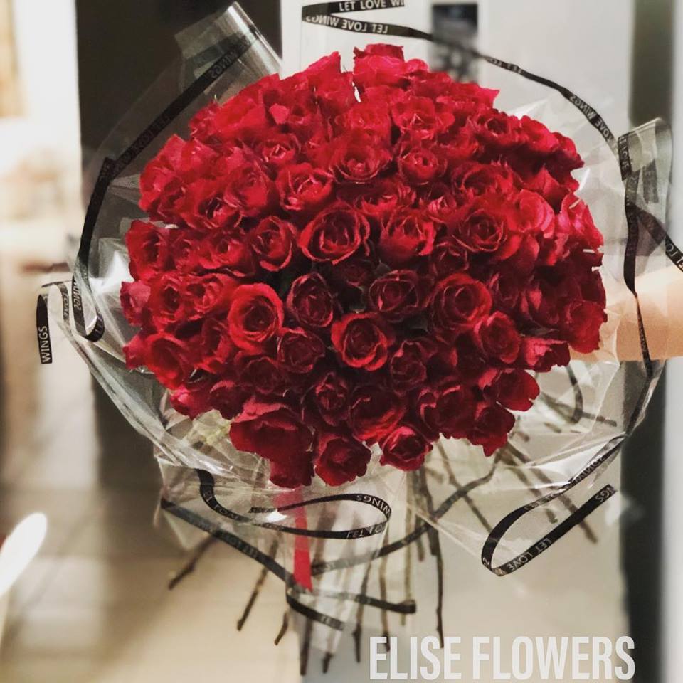 Bó hoa hồng đỏ 100 bông đẹp sang chảnh - bó hoa hồng đỏ 99 bông - eliseflowers