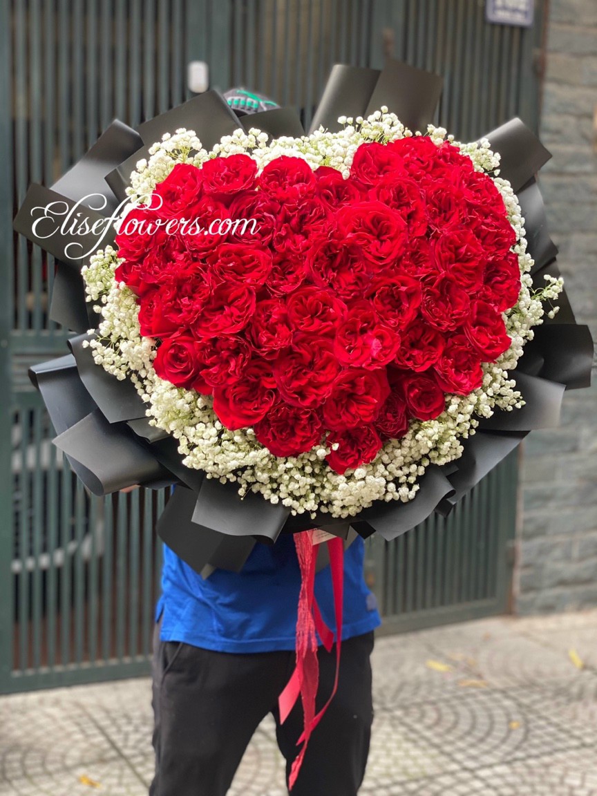 Bó hoa hồng đỏ hình trái tim | Bó hoa tặng bạn gái ý nghĩa nhất | Bó hoa hồng ngoại siêu lãng mạn | Điện hoa uy tín ở Hà Nội
