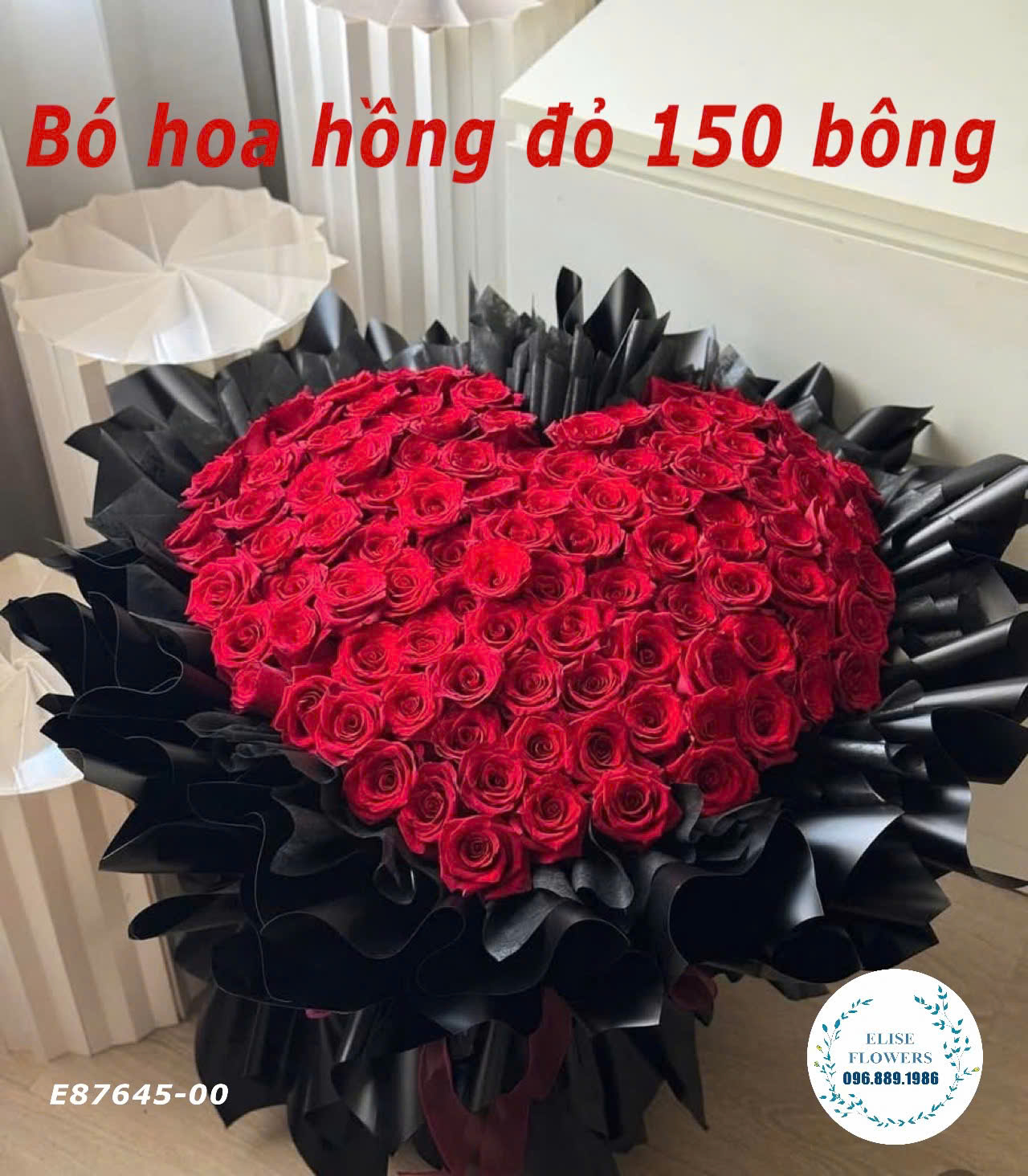Bó hoa hồng đỏ trái tim khổng lồ 150 bông. Bó hoa hồng đỏ trái