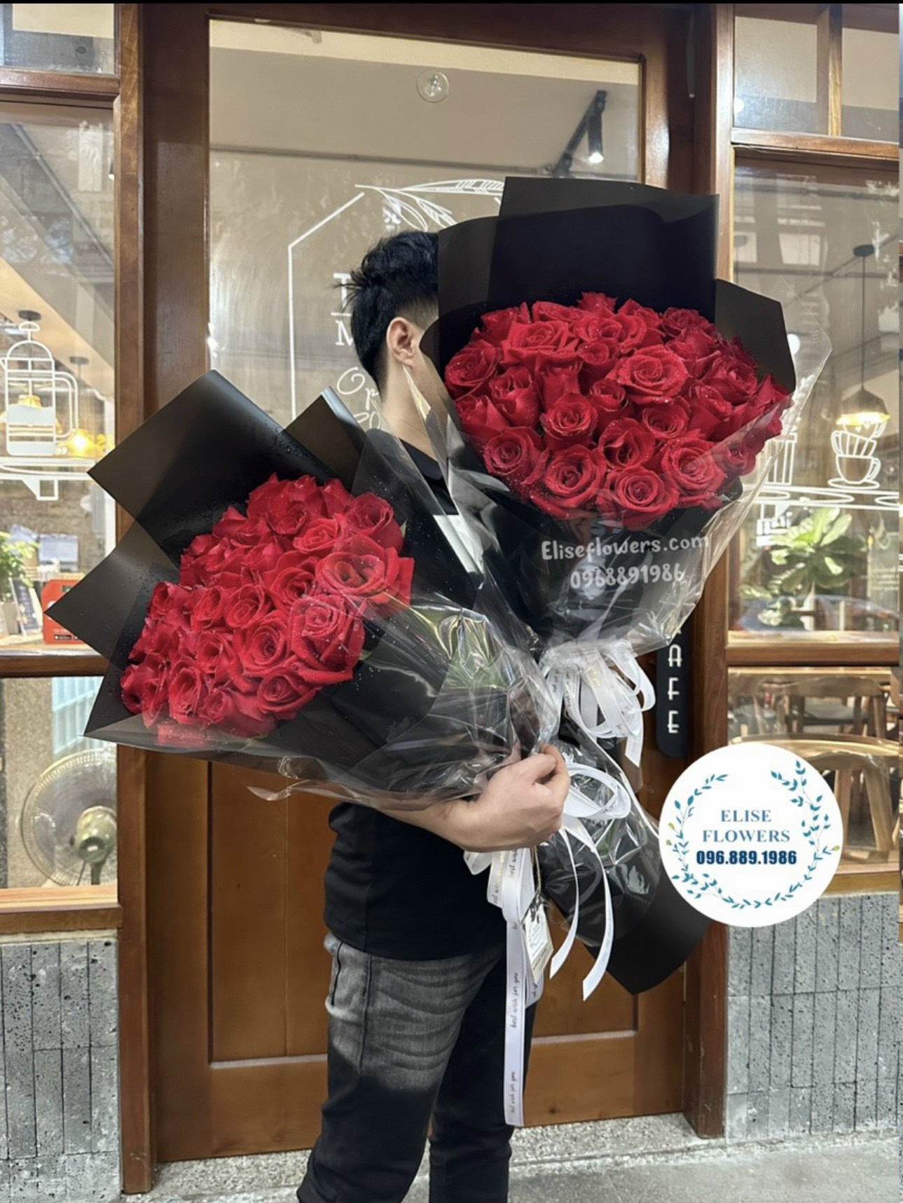 Bó hoa hồng đỏ nhập khẩu đẹp sang chảnh. Hoa tươi Hà Nội. Hoa tươi Cầu Giấy