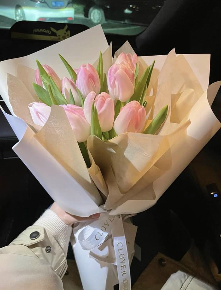 BÓ HOA TULIP MÀU HỒNG PHẤN TẶNG BẠN GÁI NGÀY 20/10