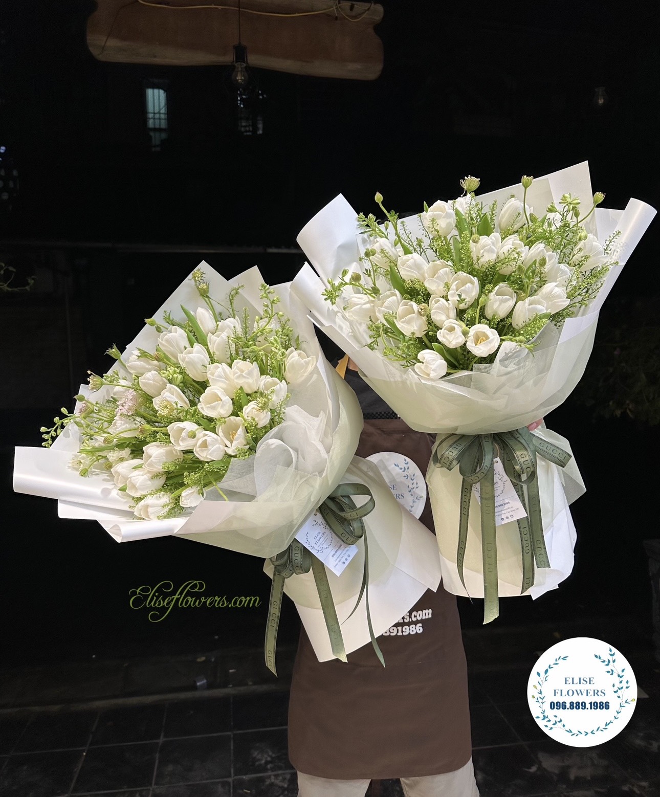 Bó hoa tulip trắng đẹp.ở Hà Nội. Bó hoa tulip trắng nhập khẩu Hà Lan ở Hà Nội.