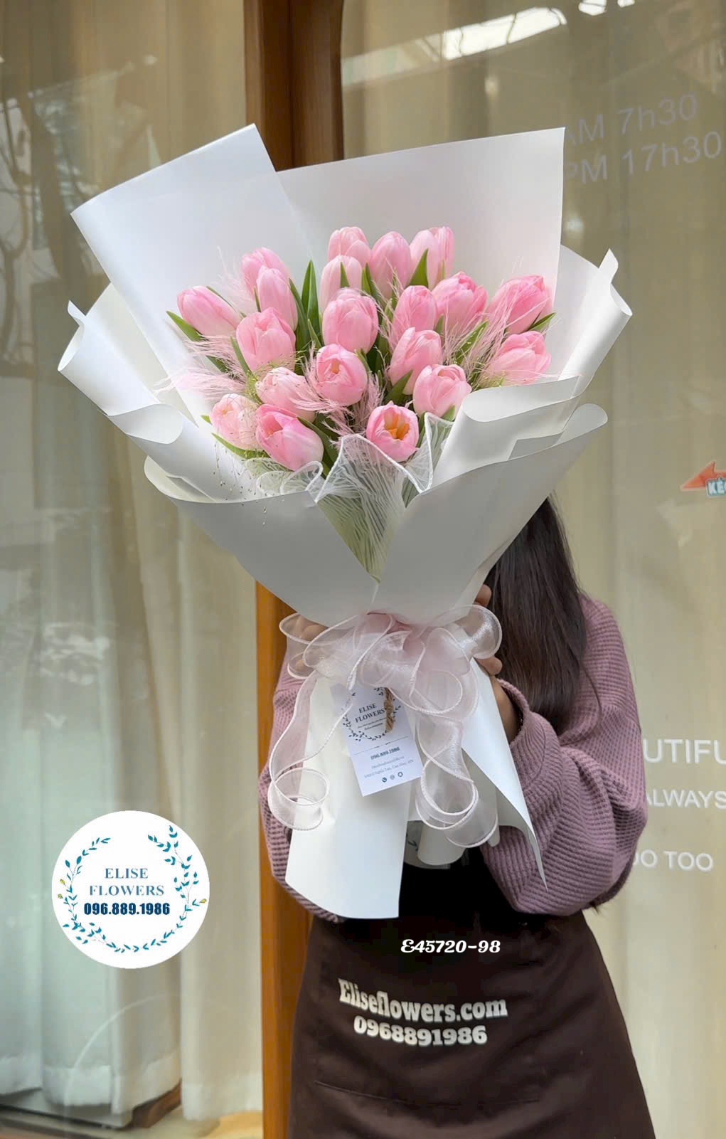 Hoa Tulip hồng. Bó hoa Tulip hồng nhập khẩu tặng bạn gái. Hoa valentine đẹp