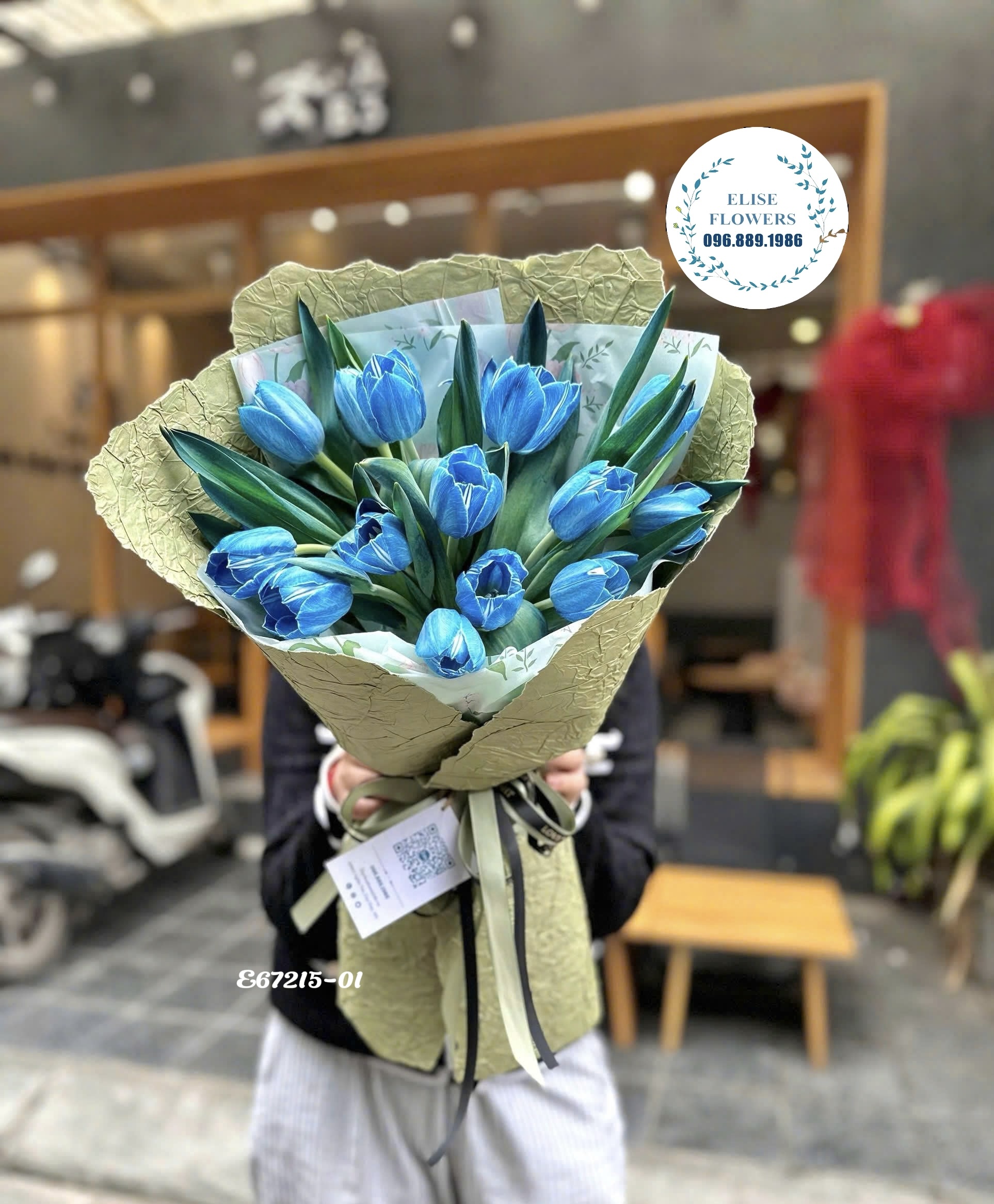 Bó hoa Tulip 15 bông tặng người yêu. Hoa tulip xanh nhập khẩu tặng valentine. Eliseflowers