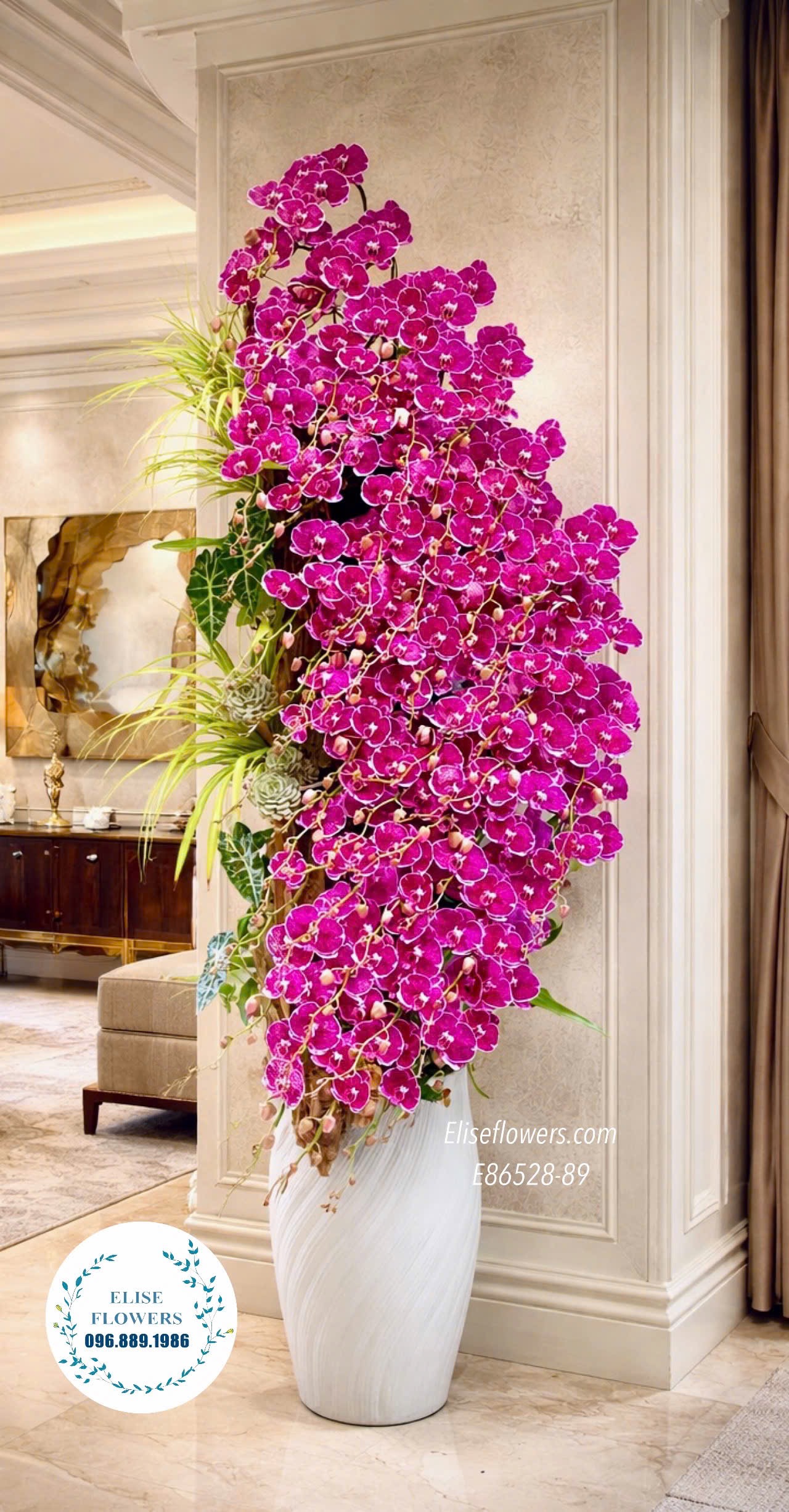 Chậu lan hồ điệp tím cao cấp. Qùa tặng đối tác sang trọng. Điện hoa Hà Nội Eliseflowers