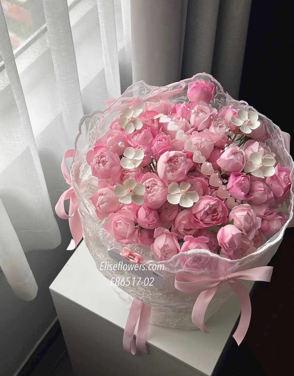 Bó hoa plume hồng đẹp. Hoa tặng bạn gái. Hoa tỏ tình. Điện hoa Hà Nội