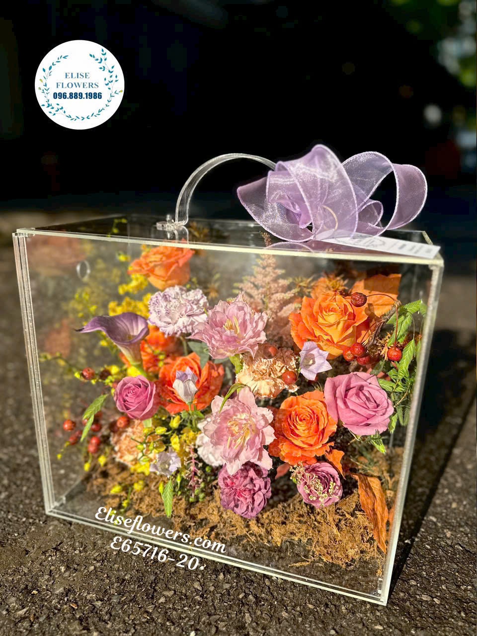 Mâu hộp hoa mica đẹp. Hộp hoa mica tặng sinh nhật đẹp