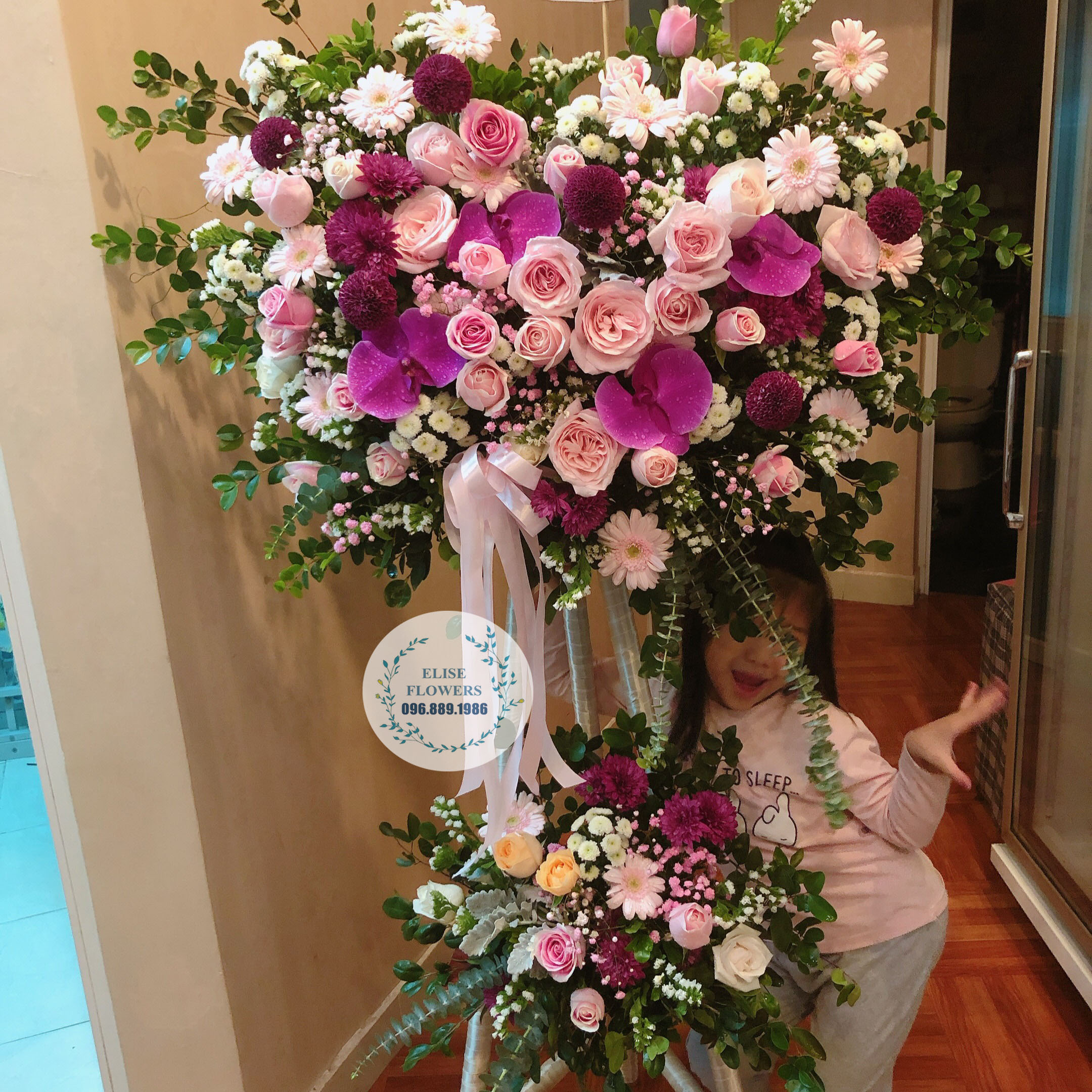 HOA KHAI TRƯƠNG QUẬN CẦU GIẤY - HOA KHAI TRƯƠNG 2 TẦNG ĐẸP HÀ NỘI