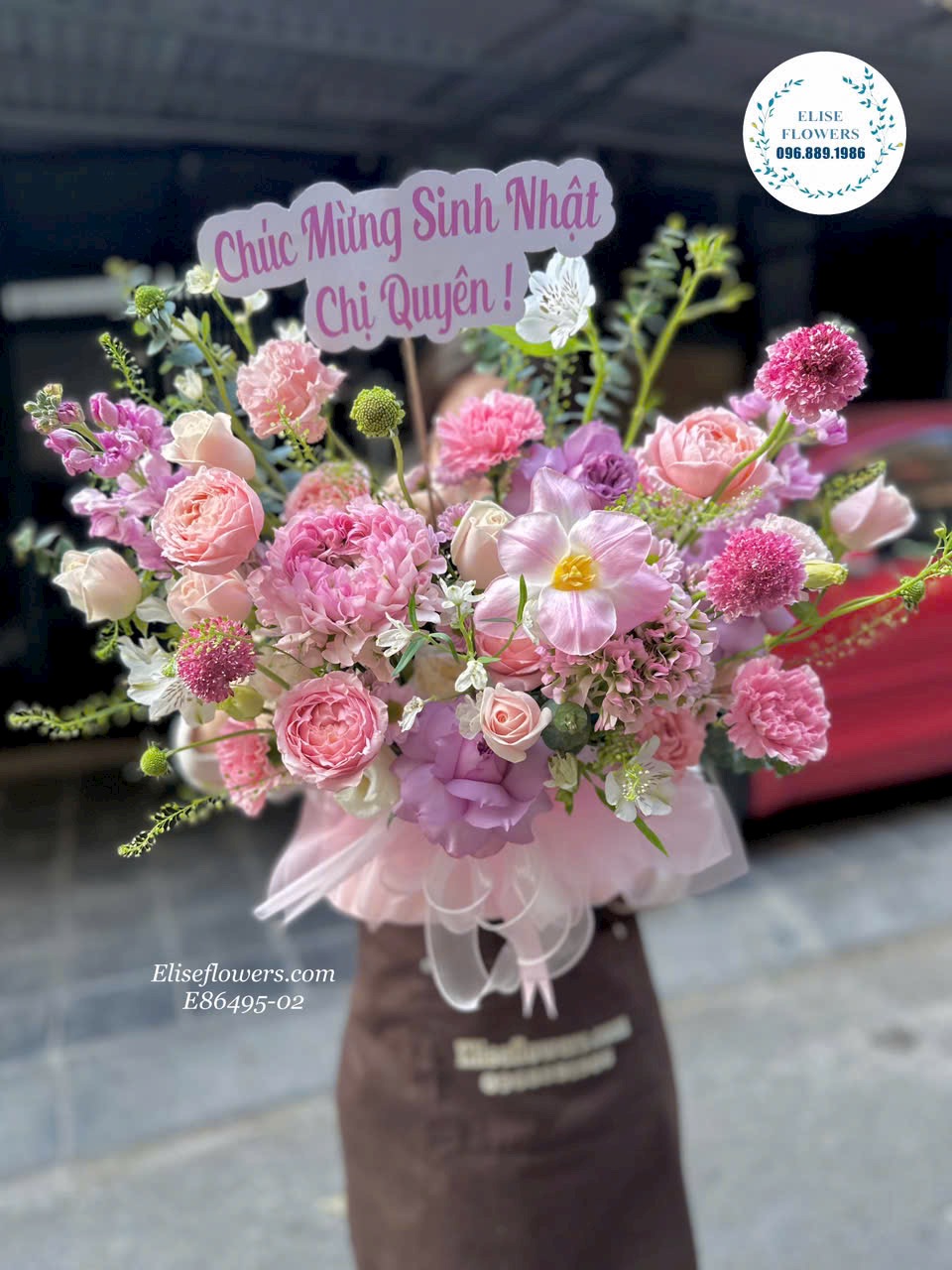 Hoa tặng sinh nhật tone hồng nhẹ nhàng, tinh tế. Eliseflowers