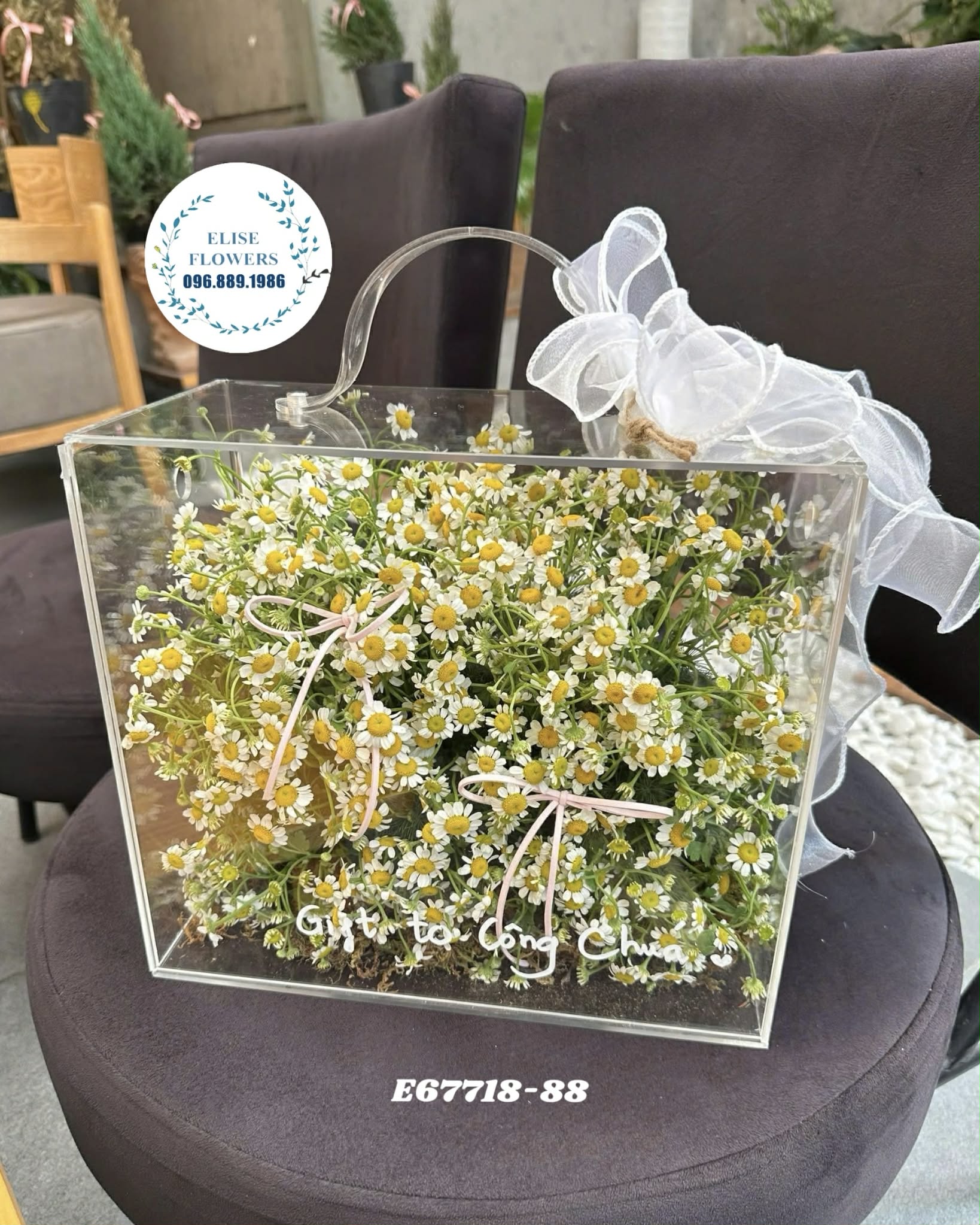 Hộp hoa mica tặng sinh nhật. Hoa tặng sinh nhật. Hoa tươi Thanh Xuân