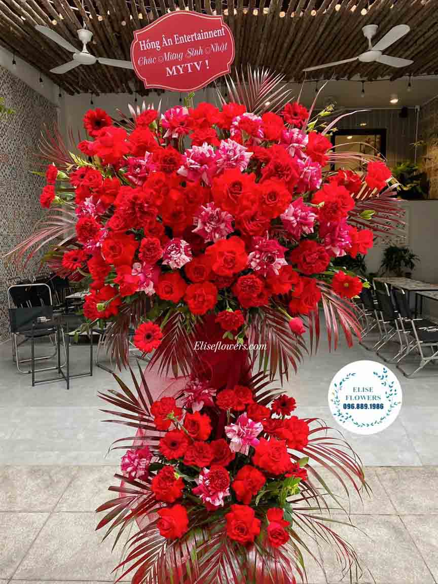 Kệ hoa 2 tầng chúc mừng khai trương tại quận Hai Bà Trưng | Điện hoa khai trương GIÁ RẺ tại Hà Nội