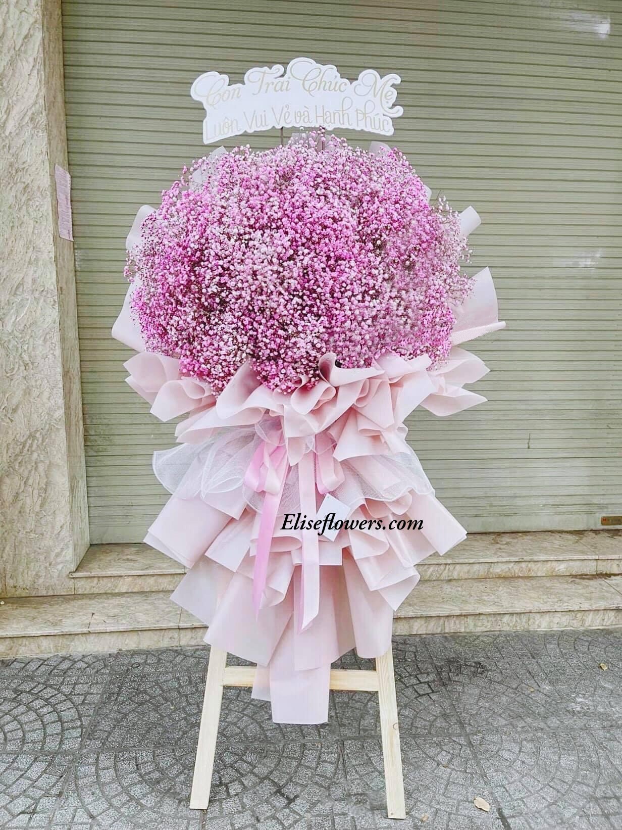kệ hoa baby màu hồng chúc mừng khai trương - Kệ hoa baby hồng mừng khai trương hồng phát