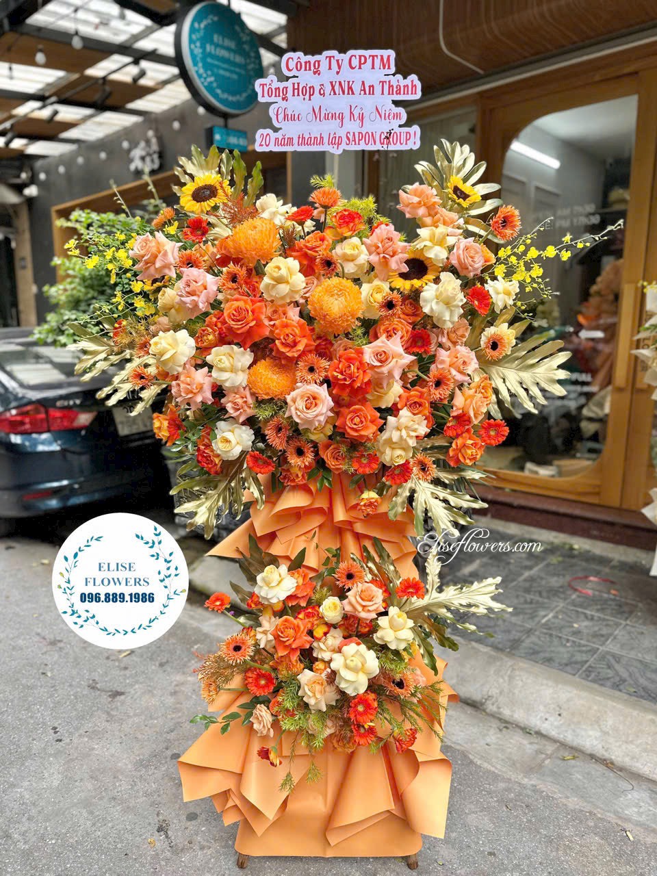 Điện hoa kỷ niệm thành lập công ty cao cấp tại Hà Nội. Đặt kệ hoa kỷ niệm công ty tại Hà Nội