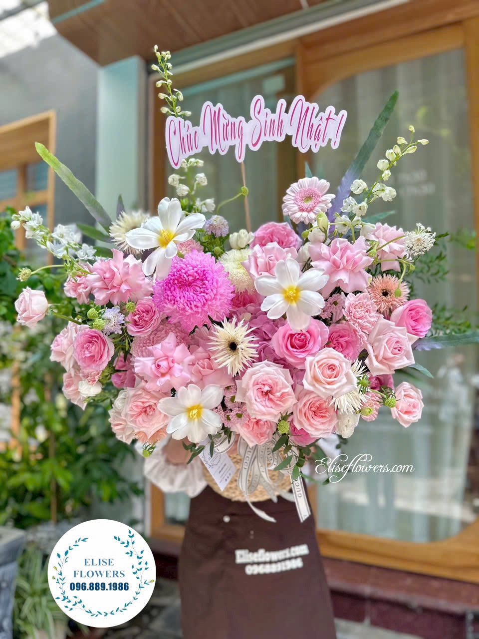 Lẵng hoa khai trương màu hồng. Đặt mua lẵng hoa khai trương màu hồng ở Hà Nội