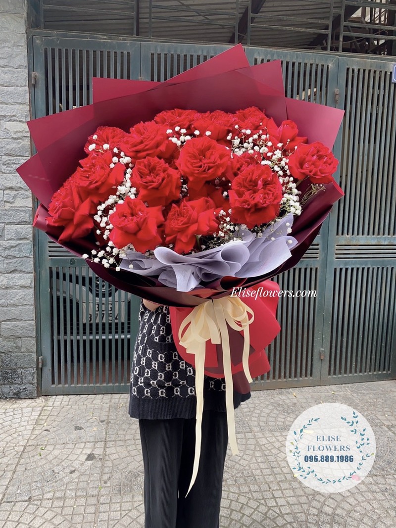Bó hoa hồng đỏ đẹp | Bó hoa tươi nhập khẩu tại Eliseflowers