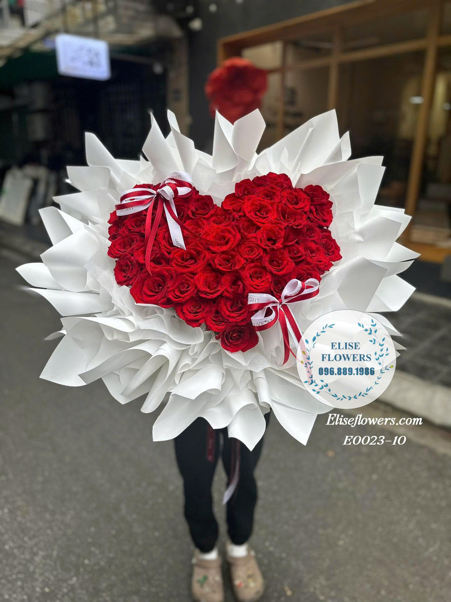 Hoa Đẹp 20-10| Bó Hoa Hồng Đỏ Trái Tim Đẹp Tặng Bạn Gái 20-10| Eliseflowers