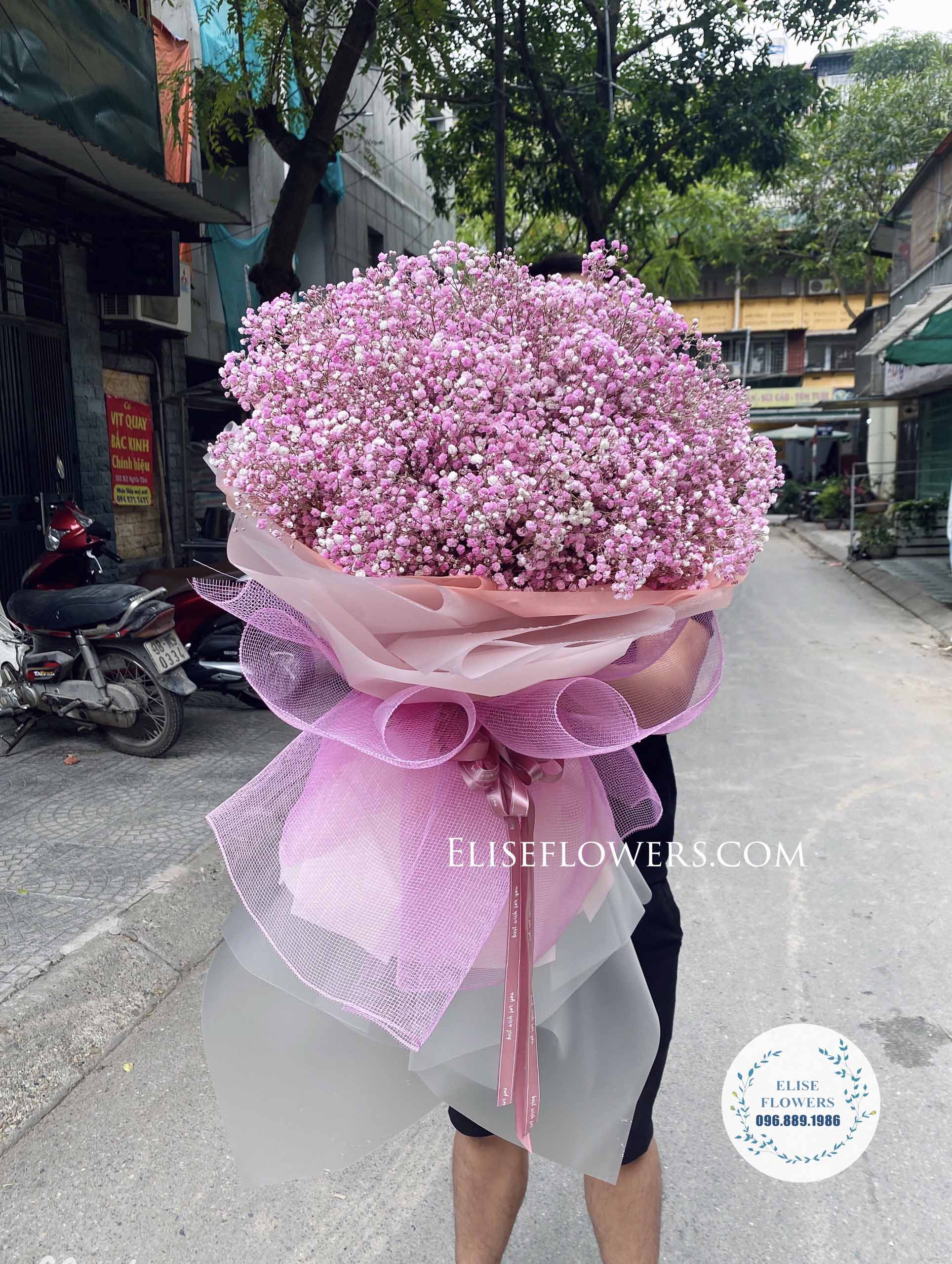 Bó hoa baby hồng ngọt ngào, lãng mạn | Bó hoa tình yêu đẹp tại Eliseflowers