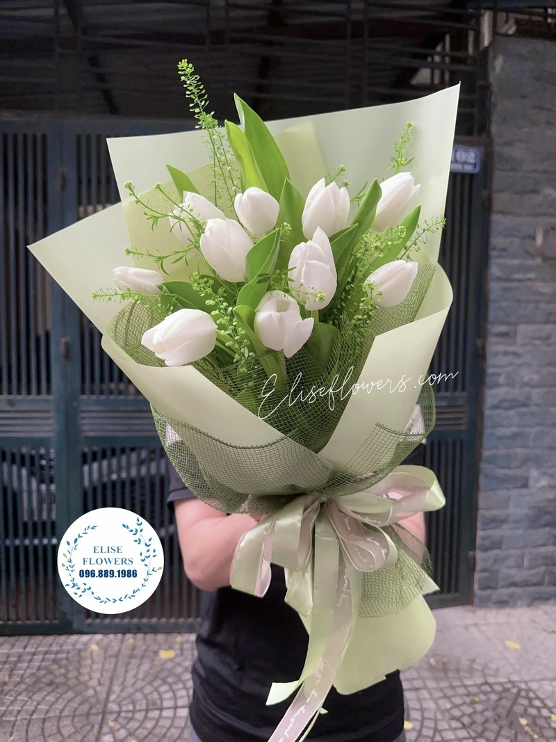 Bó hoa Tulip trắng | Bó hoa thay cho lời xin lỗi 
