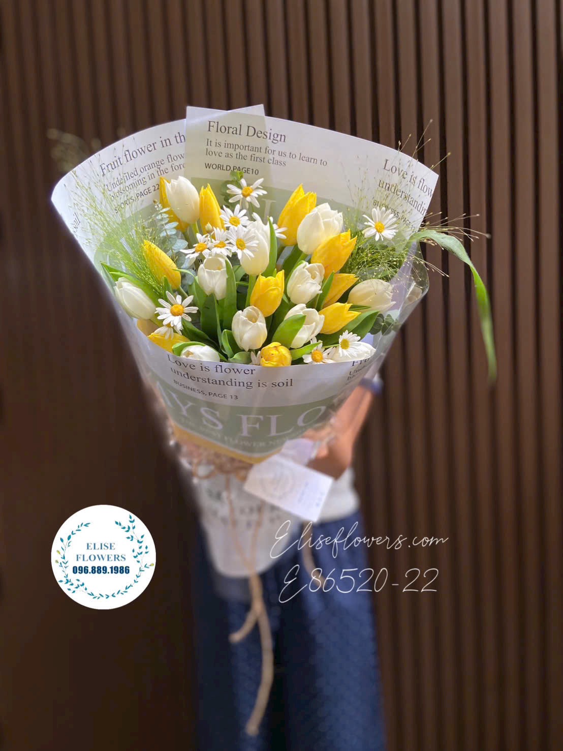 Bó Hoa Tulip Hà Lan Trắng Mix Vàng Nhập Khẩu Cao Cấp- Sang Trọng