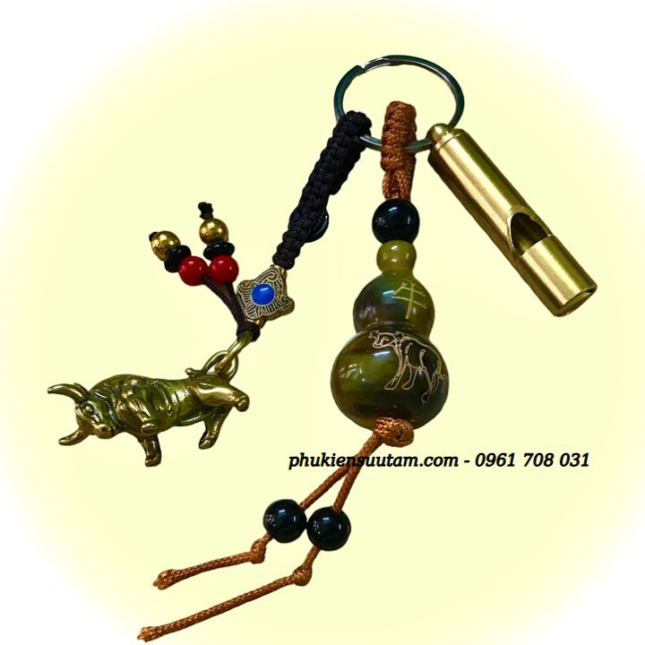 Móc Khoá Còi Đồng Hồ Lô Tượng Đồng Con Trâu
