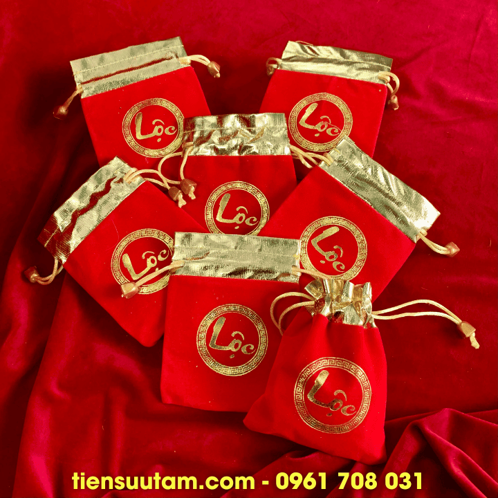 Túi gấm nhung chữ Lộc size 13x10cm