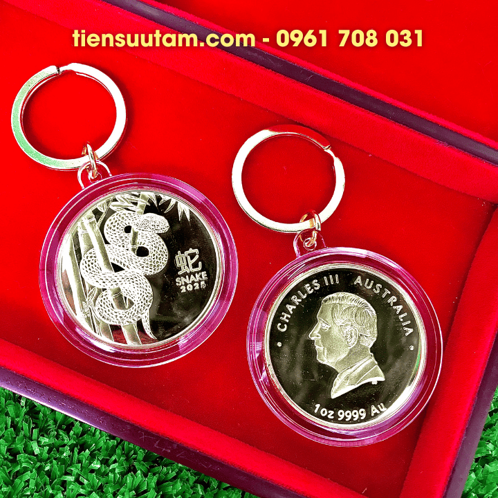 Móc Khoá Xu Úc Hình Con Rắn Mạ Vàng