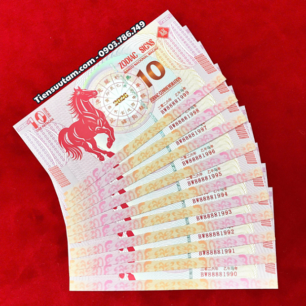 Tiền Lì Xì 10 Dola Macao Hình Con Ngựa 2026 Seri Năm Sinh