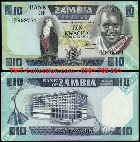 Zambia 10 Kwacha 1986 UNC (tờ)